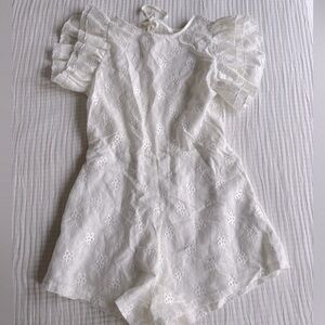 Eyelet Romper with Ruffles